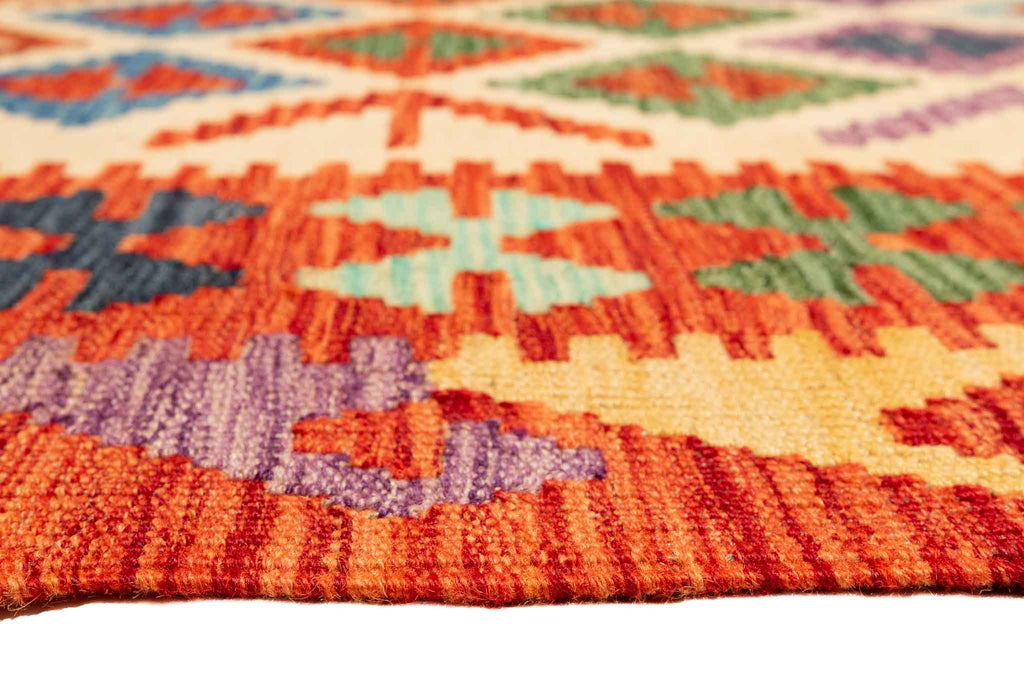 Handgewebter Kelim-Teppich aus Schurwolle, 160 × 208 cm