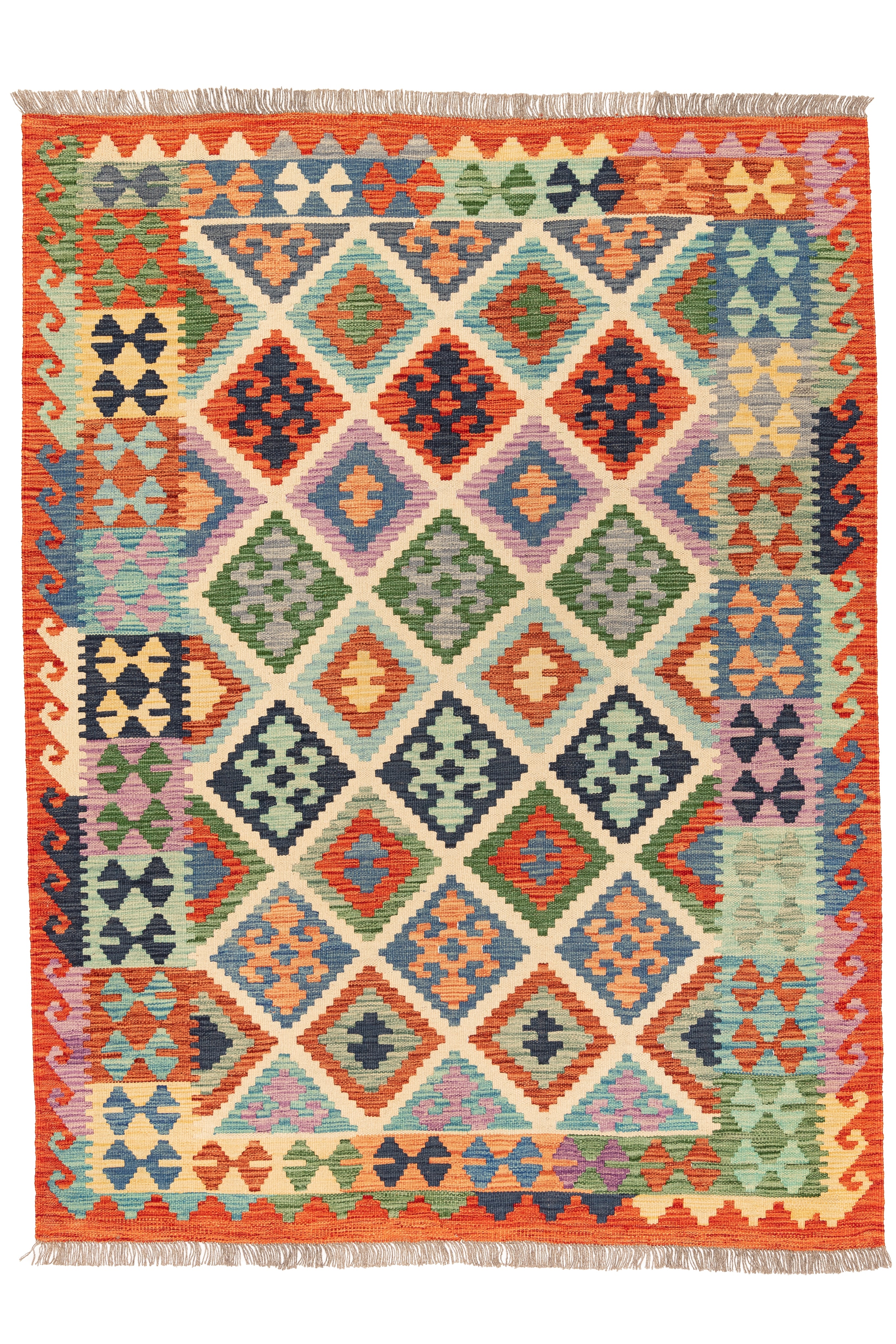 Afghanischer Kelim – 200 × 150 cm – handgewebt aus Schurwolle