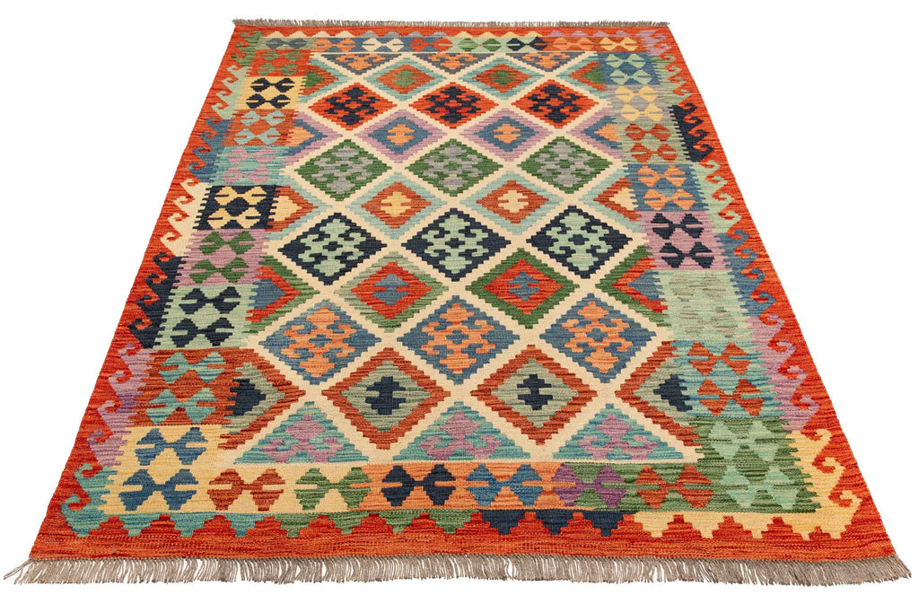 Afghanischer Kelim – 200 × 150 cm – handgewebt aus Schurwolle