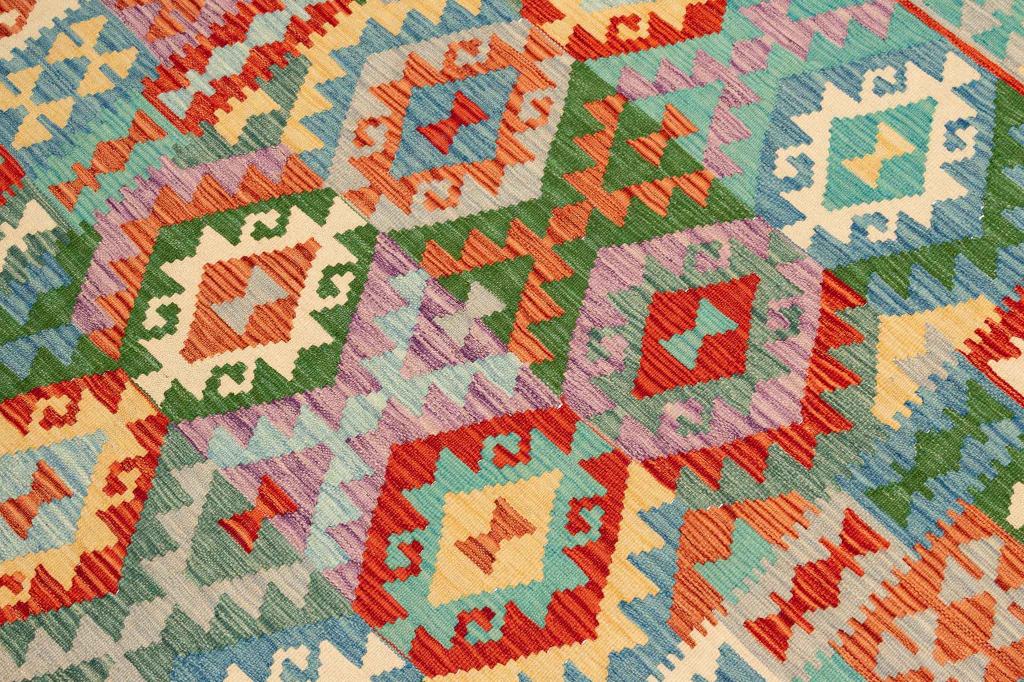 Afghanischer Kelim – 200 × 151 cm – handgewebt aus Schurwolle
