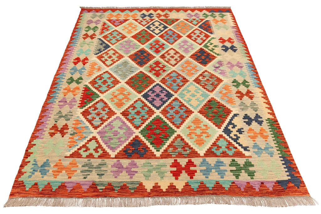 Afghanischer Kelim – 200 × 150 cm – handgewebt aus Schurwolle