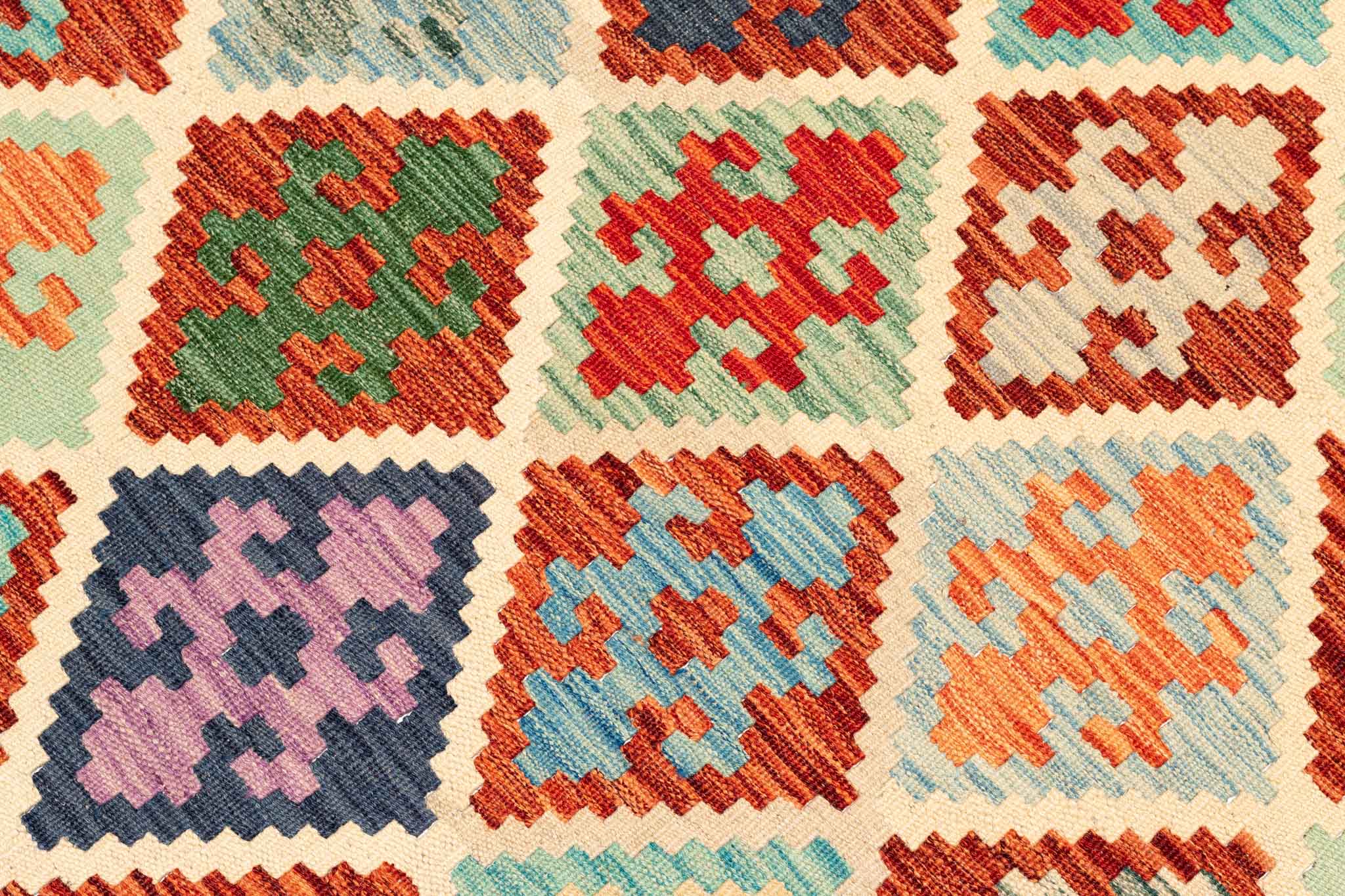 Afghanischer Kelim – 200 × 150 cm – handgewebt aus Schurwolle