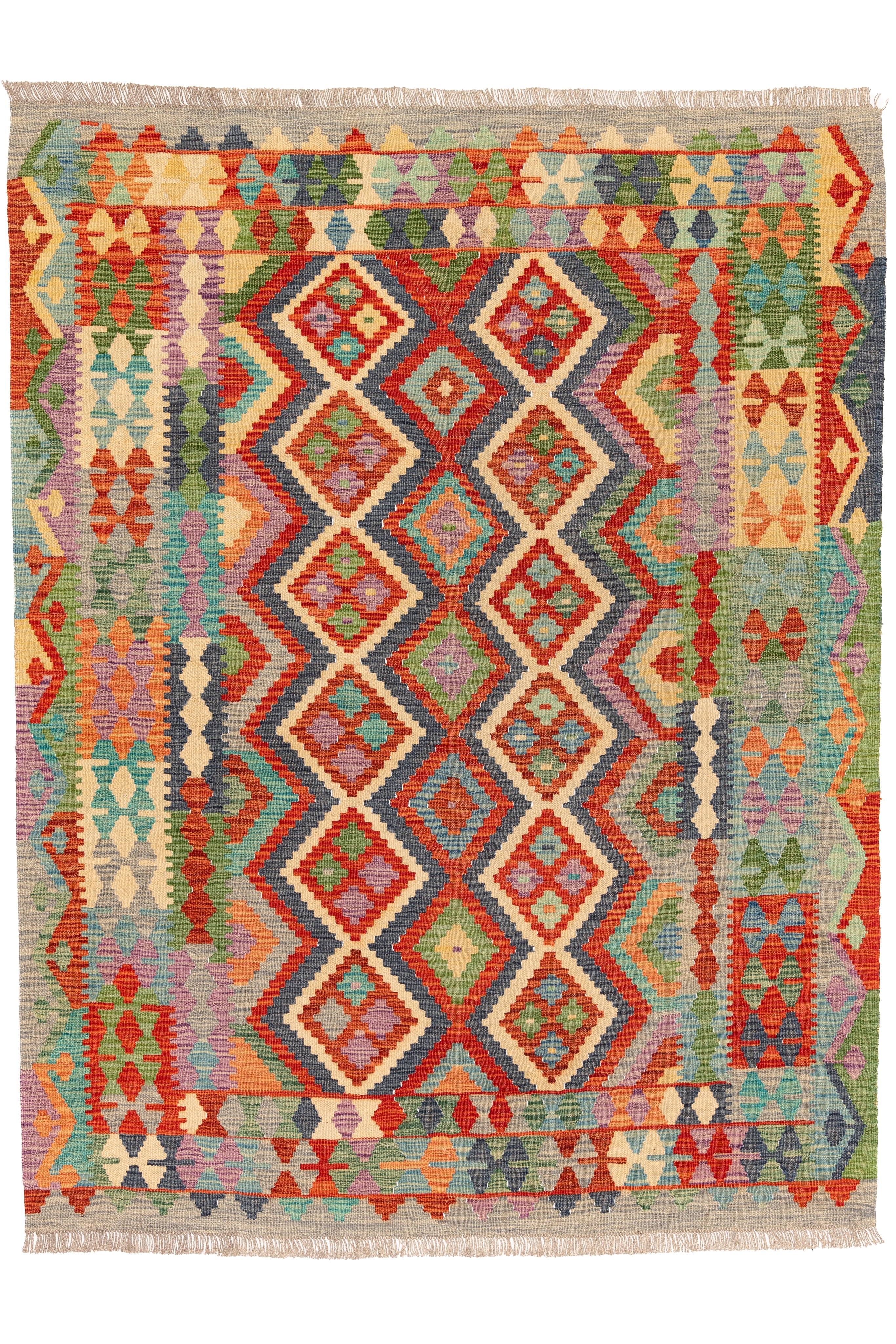 Afghanischer Kelim – 200 × 152 cm – handgewebt aus Schurwolle