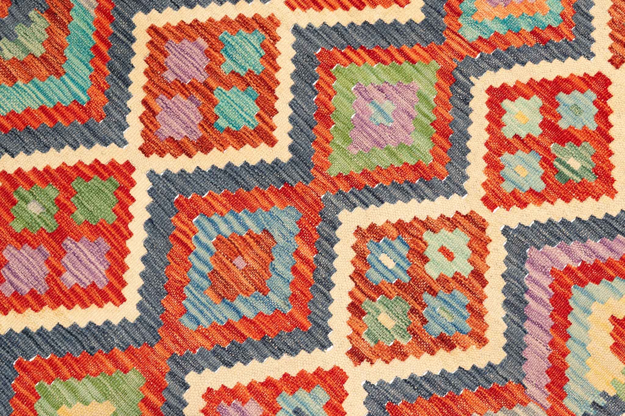 Afghanischer Kelim – 200 × 152 cm – handgewebt aus Schurwolle