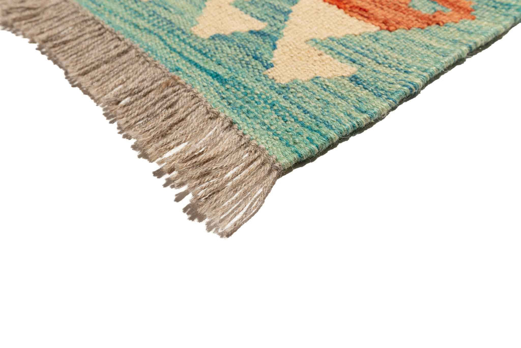 Handgewebter Kelim-Teppich aus Schurwolle, 147 × 200 cm