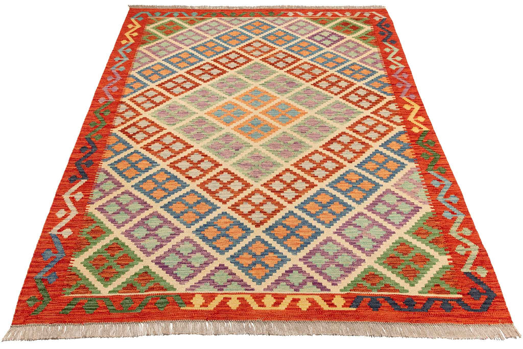 Afghanischer Kelim – 198 × 148 cm – handgewebt aus Schurwolle