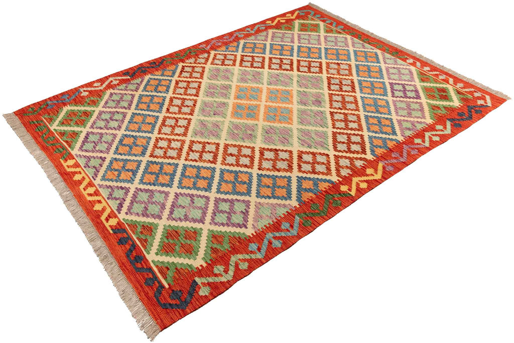 Afghanischer Kelim – 198 × 148 cm – handgewebt aus Schurwolle