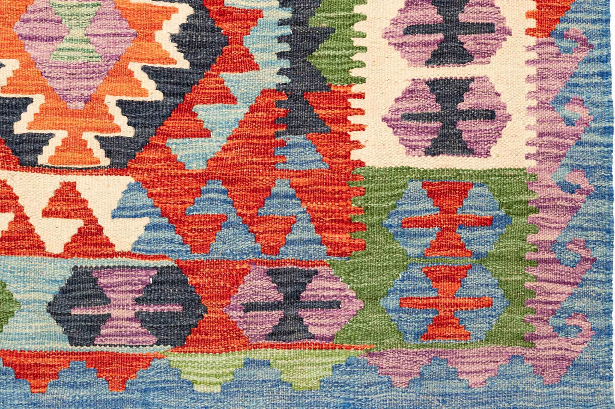 Afghanischer Kelim – 191 × 152 cm – handgewebt aus Schurwolle