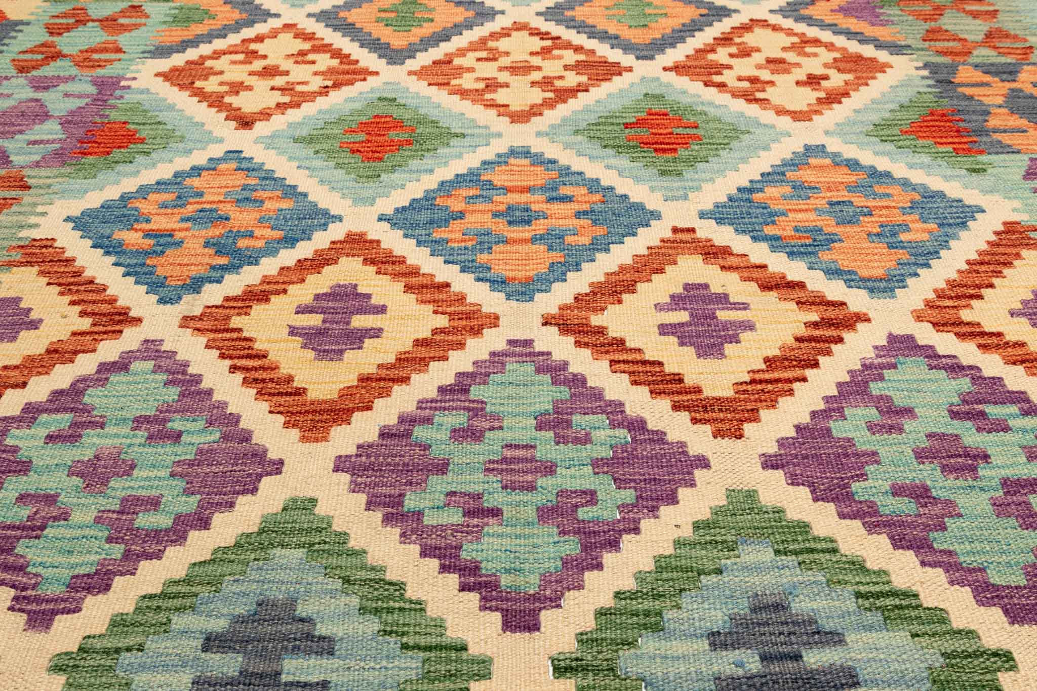 Afghanischer Kelim – 200 × 150 cm – handgewebt aus Schurwolle
