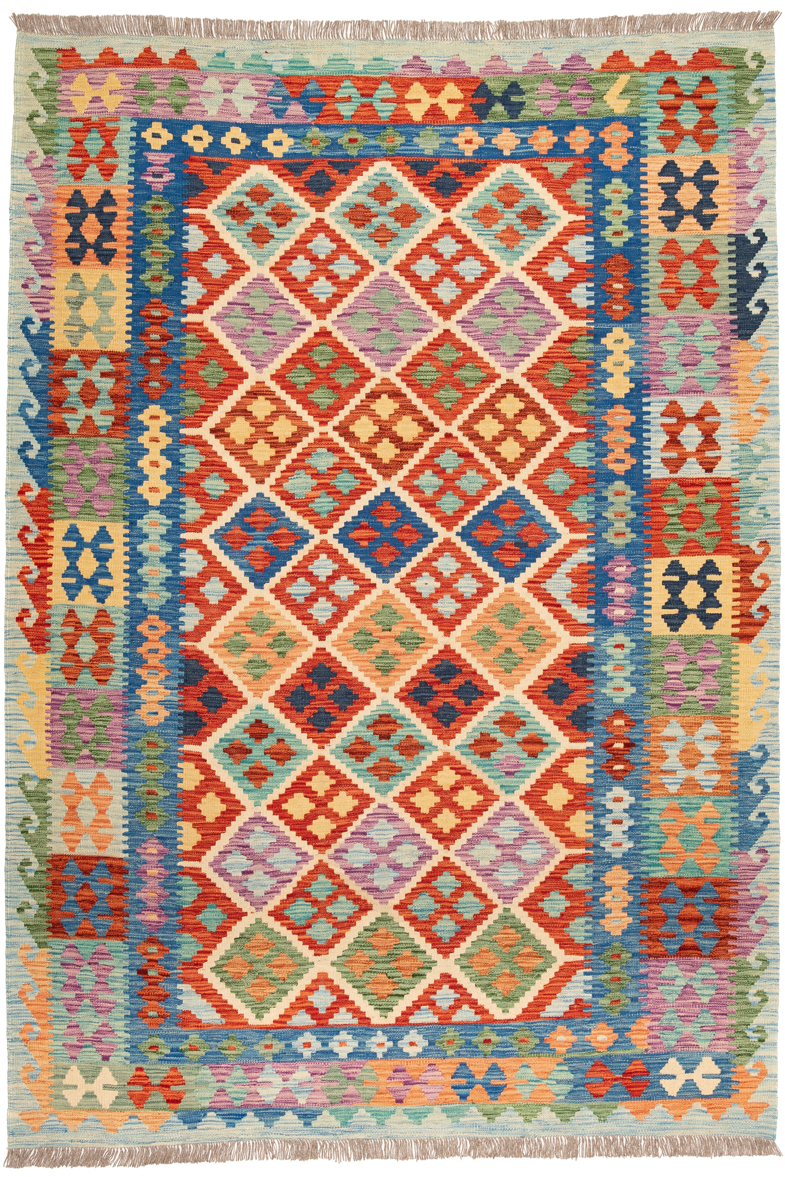 Afghanischer Kelim – 254 × 178 cm – handgewebt aus Schurwolle