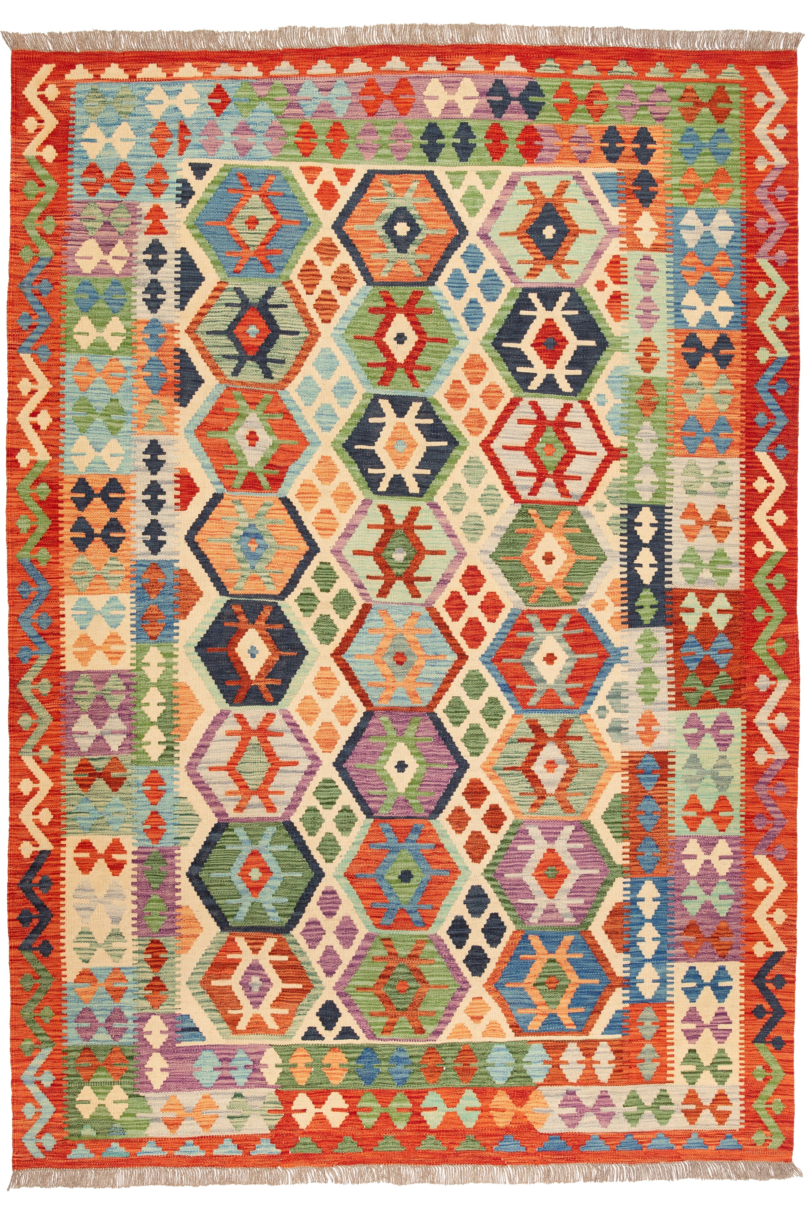 Afghanischer Kelim – 248 × 173 cm – handgewebt aus Schurwolle