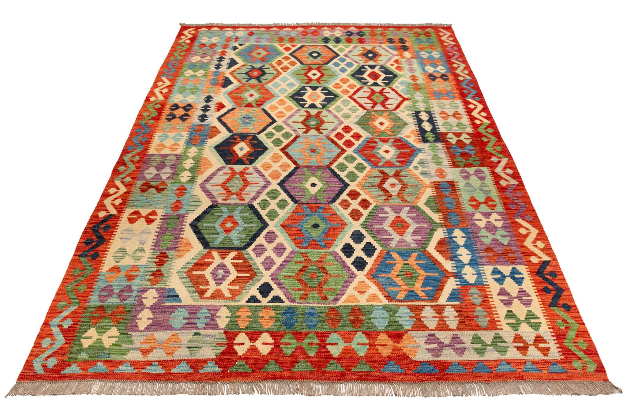 Afghanischer Kelim – 248 × 173 cm – handgewebt aus Schurwolle