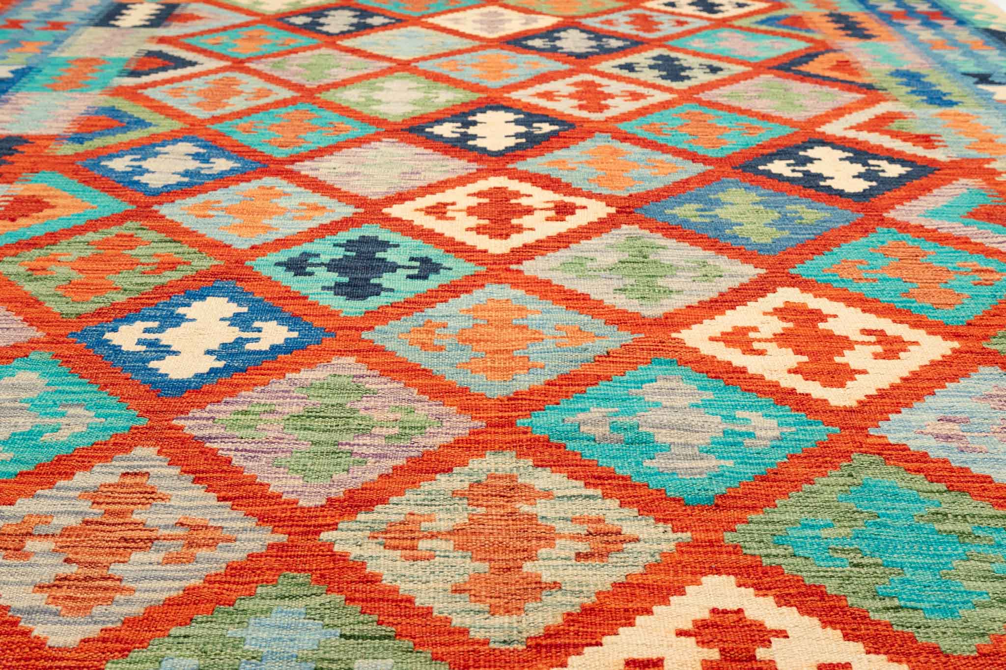 Afghanischer Kelim – 296 × 200 cm – handgewebt aus Schurwolle