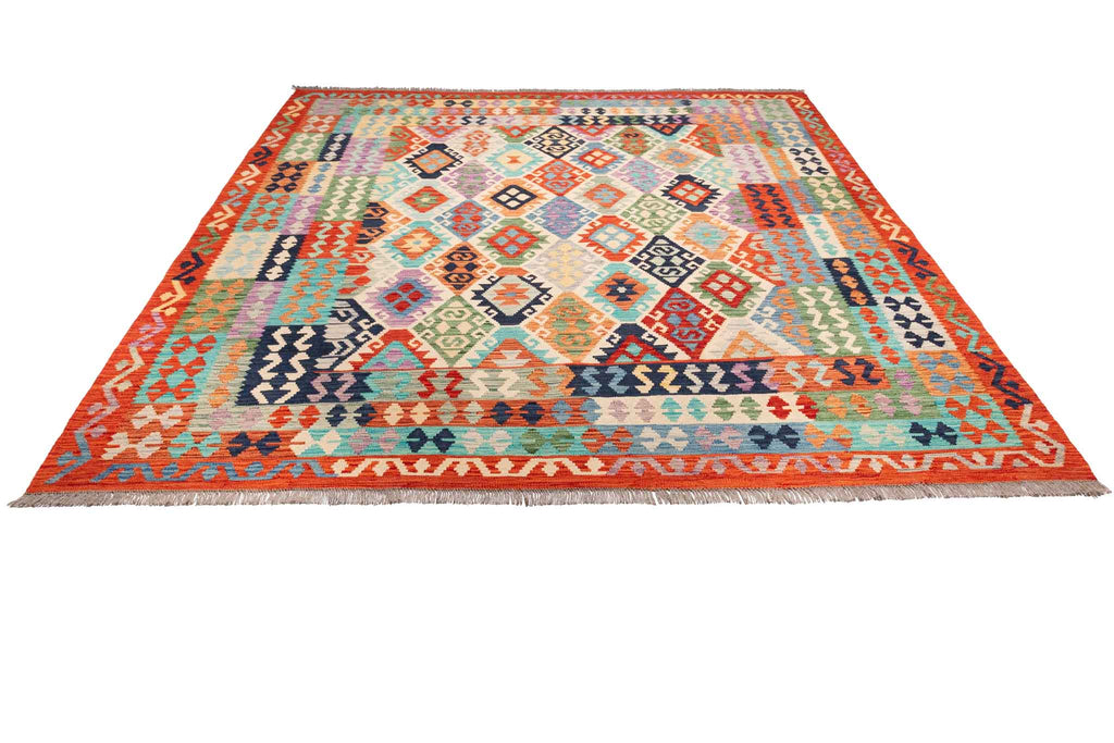 Afghanischer Kelim – 296 × 250 cm – handgewebt aus Schurwolle