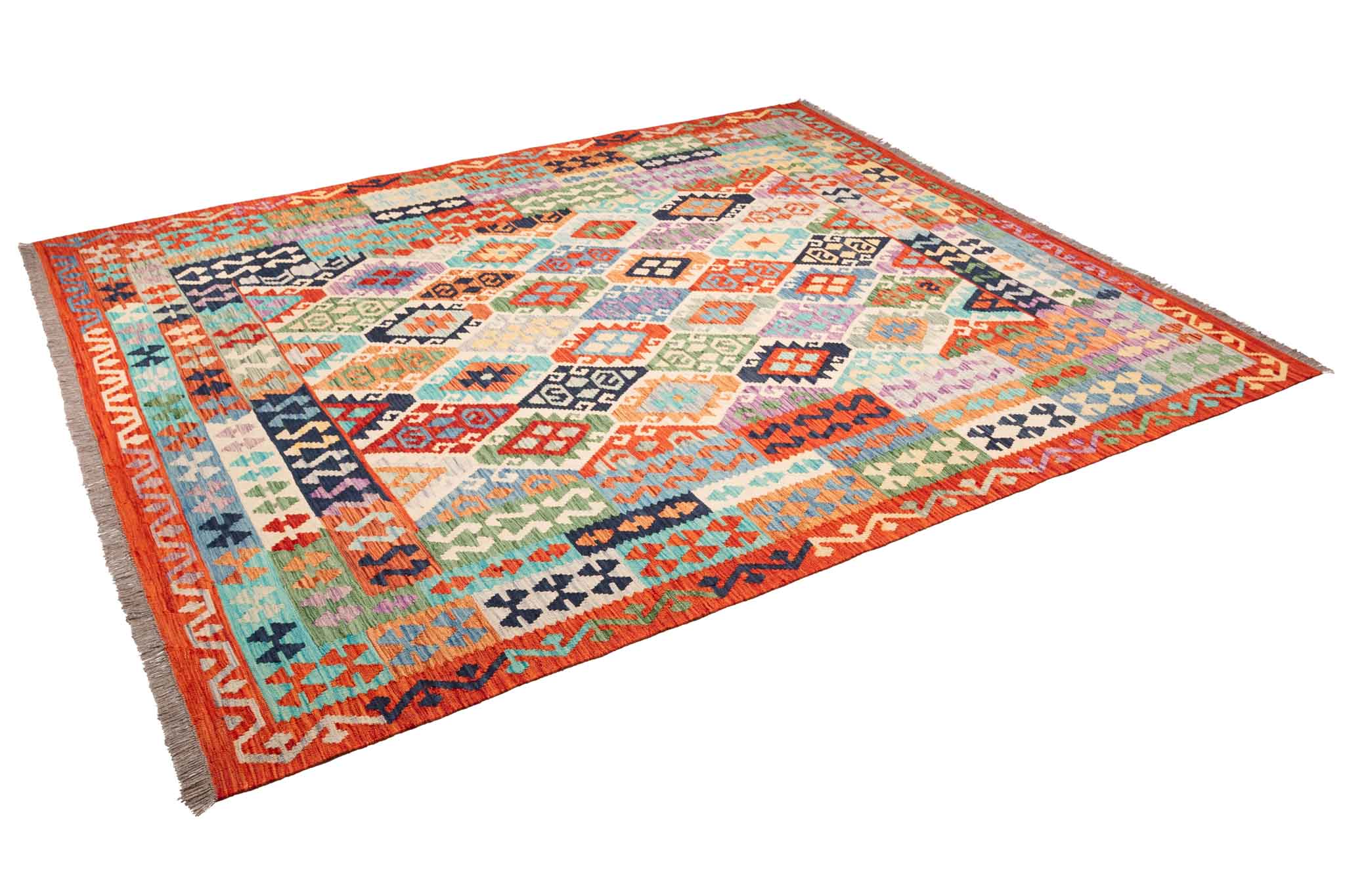 Afghanischer Kelim – 296 × 250 cm – handgewebt aus Schurwolle