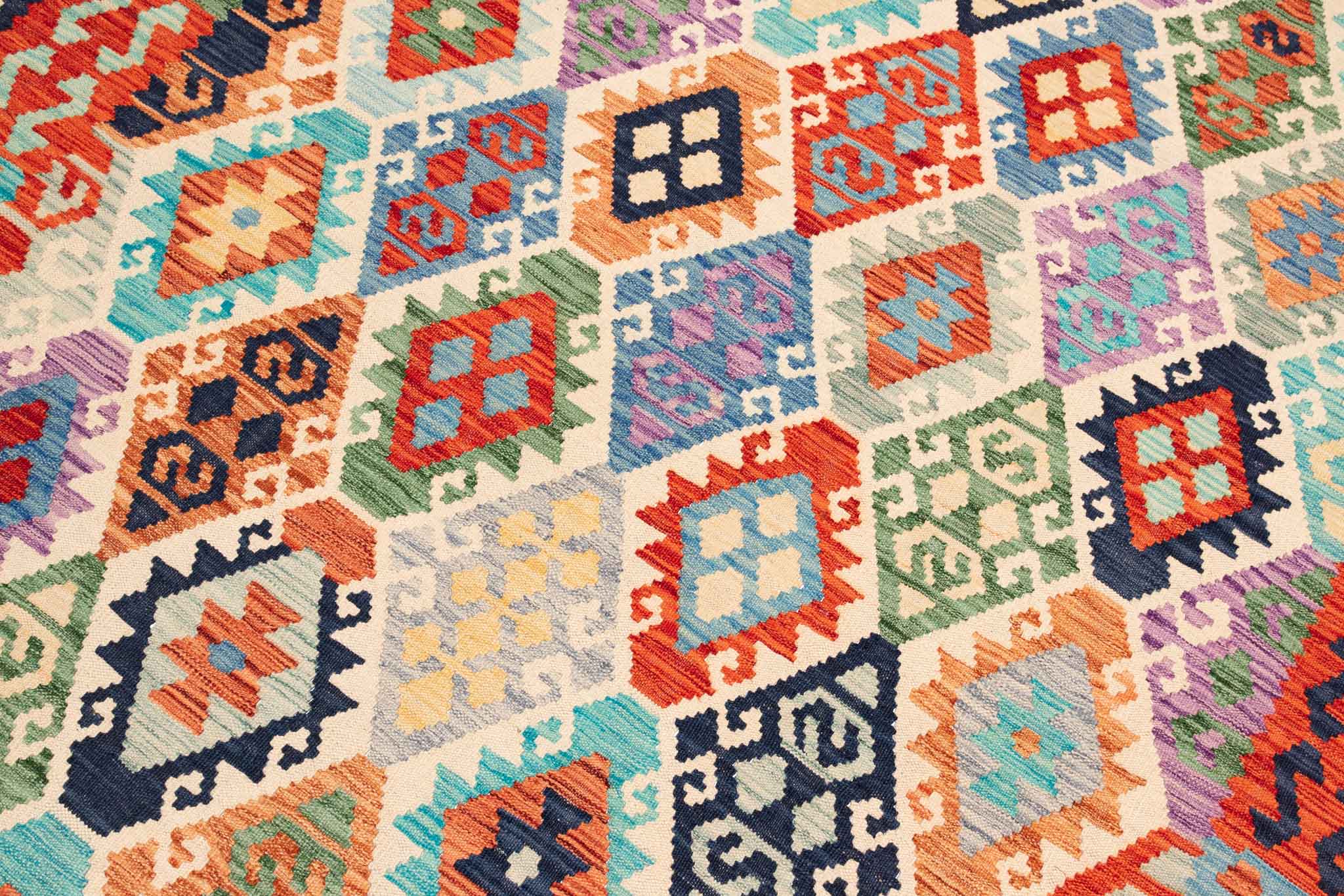 Afghanischer Kelim – 296 × 250 cm – handgewebt aus Schurwolle