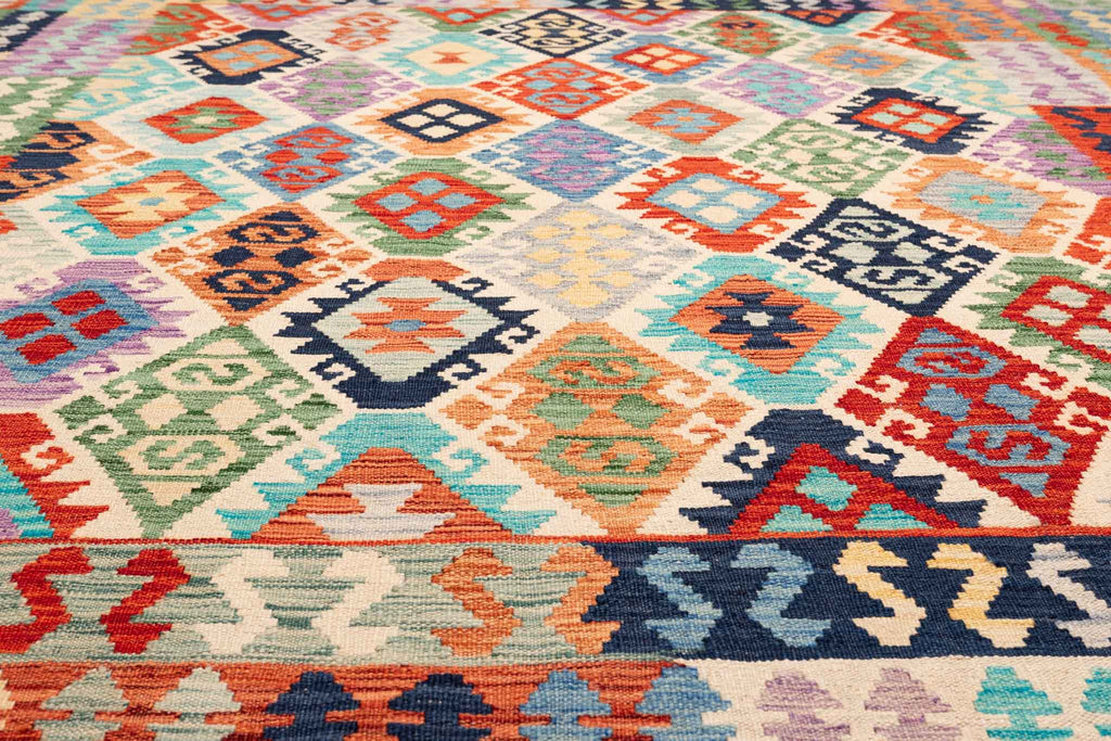 Afghanischer Kelim – 296 × 250 cm – handgewebt aus Schurwolle