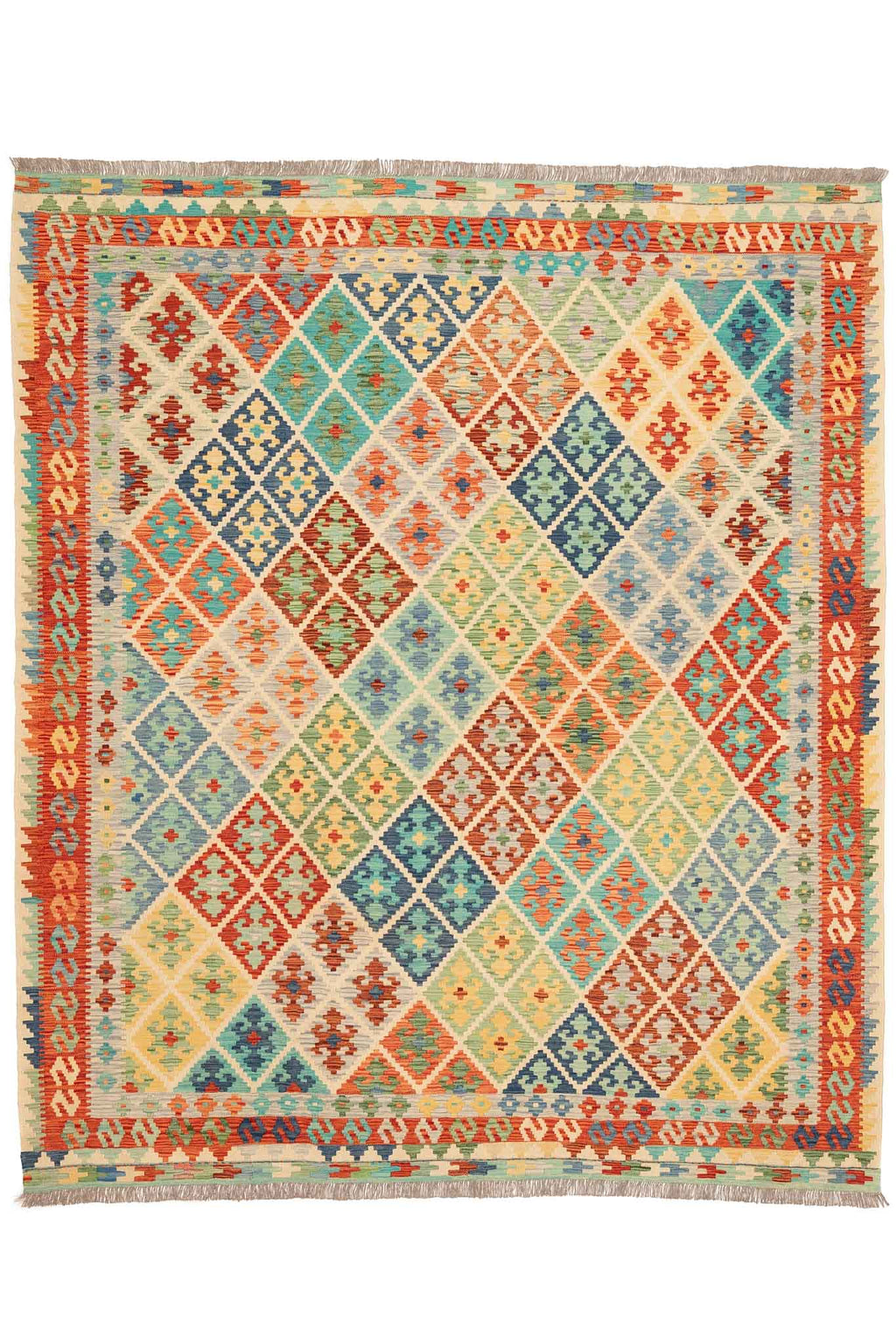 Afghanischer Kelim – 294 × 252 cm – handgewebt aus Schurwolle