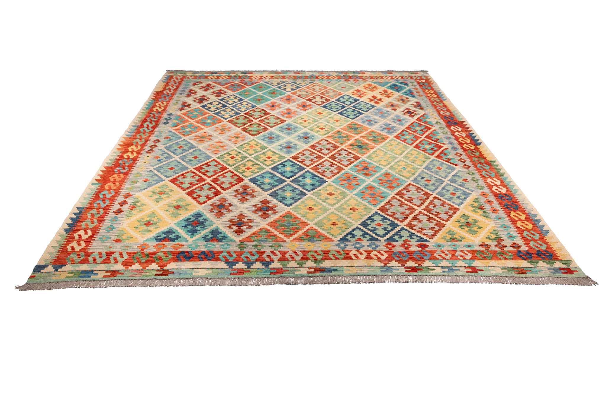 Afghanischer Kelim – 294 × 252 cm – handgewebt aus Schurwolle