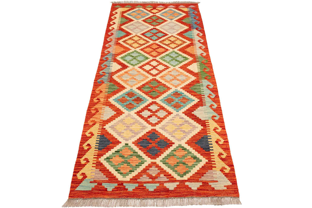 Afghanischer Kelim – 200 × 80 cm – handgewebt aus Schurwolle