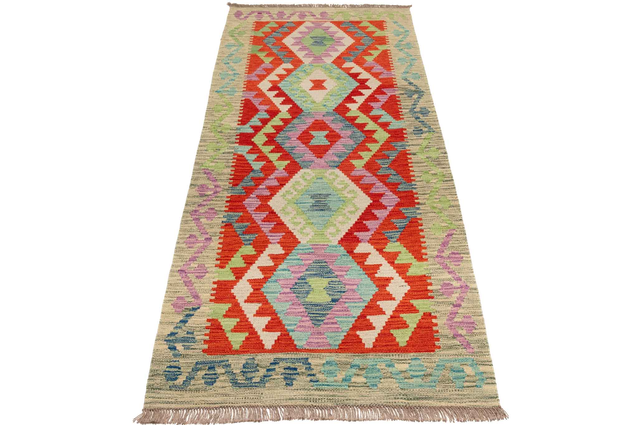 Afghanischer Kelim – 195 × 85 cm – handgewebt aus Schurwolle