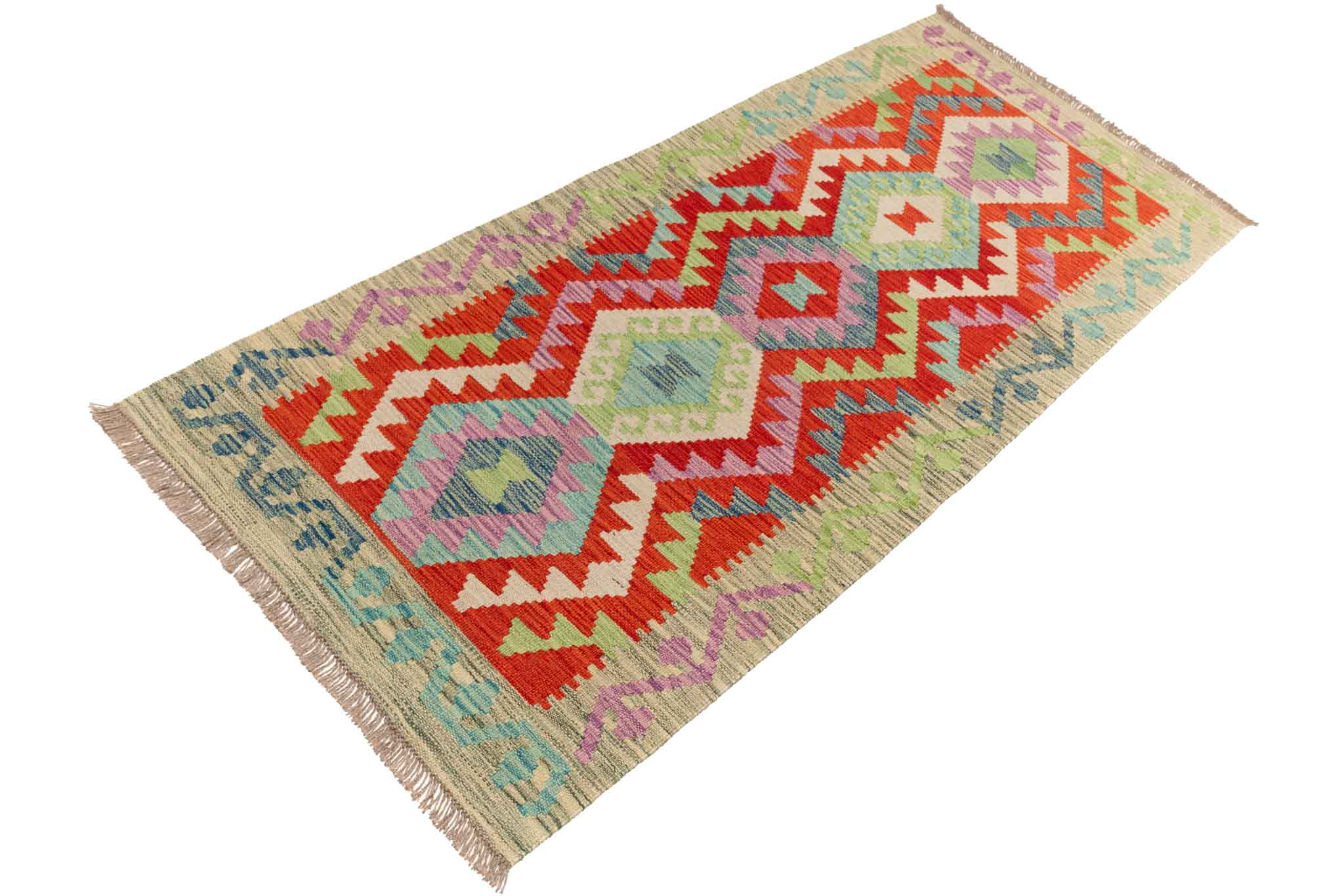 Afghanischer Kelim – 195 × 85 cm – handgewebt aus Schurwolle