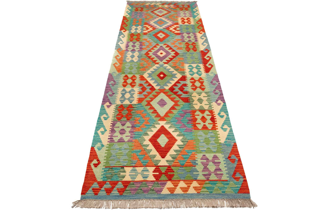 Afghanischer Kelim – 294 × 88 cm – handgewebt aus Schurwolle