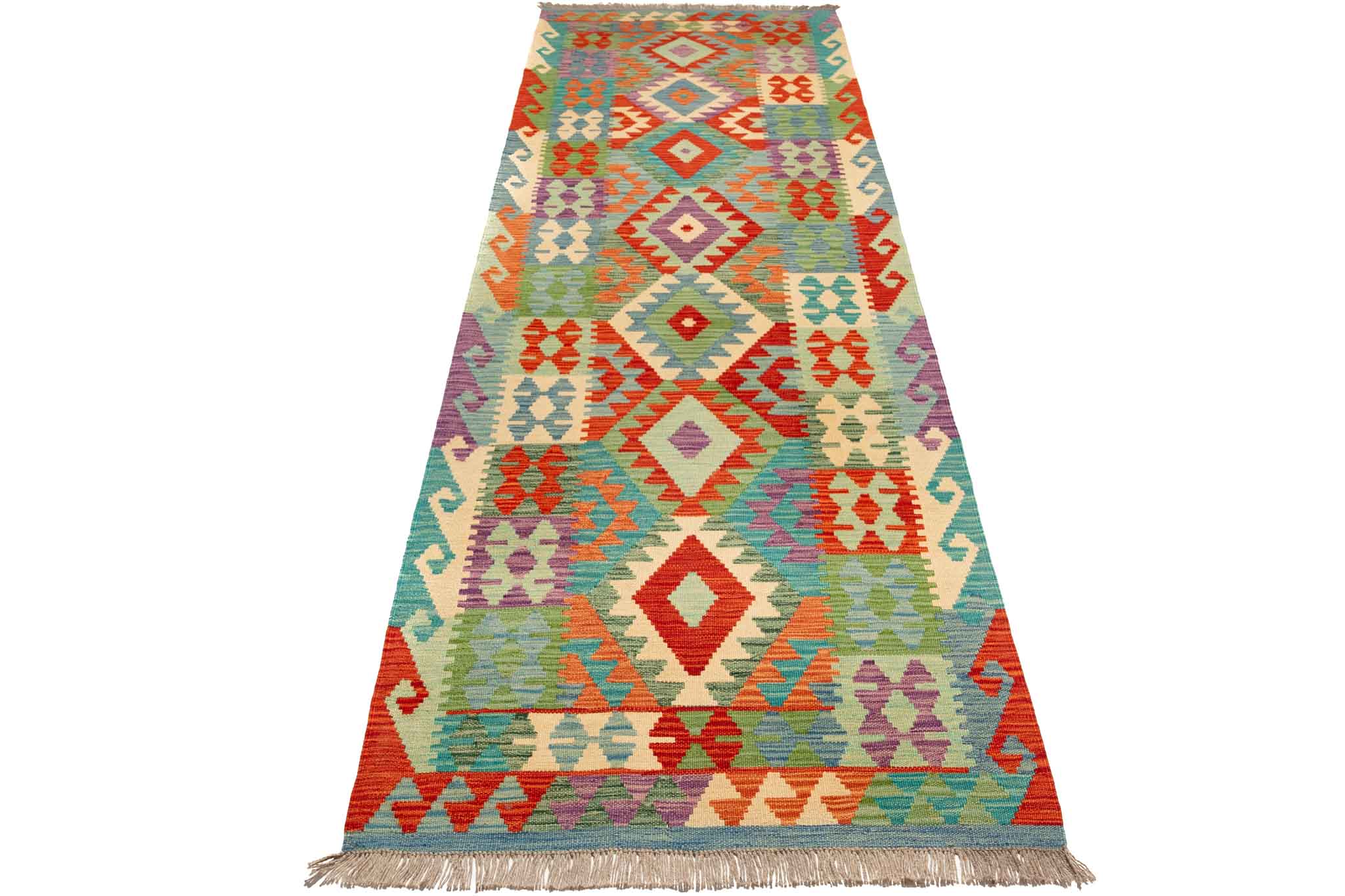 Afghanischer Kelim – 294 × 88 cm – handgewebt aus Schurwolle