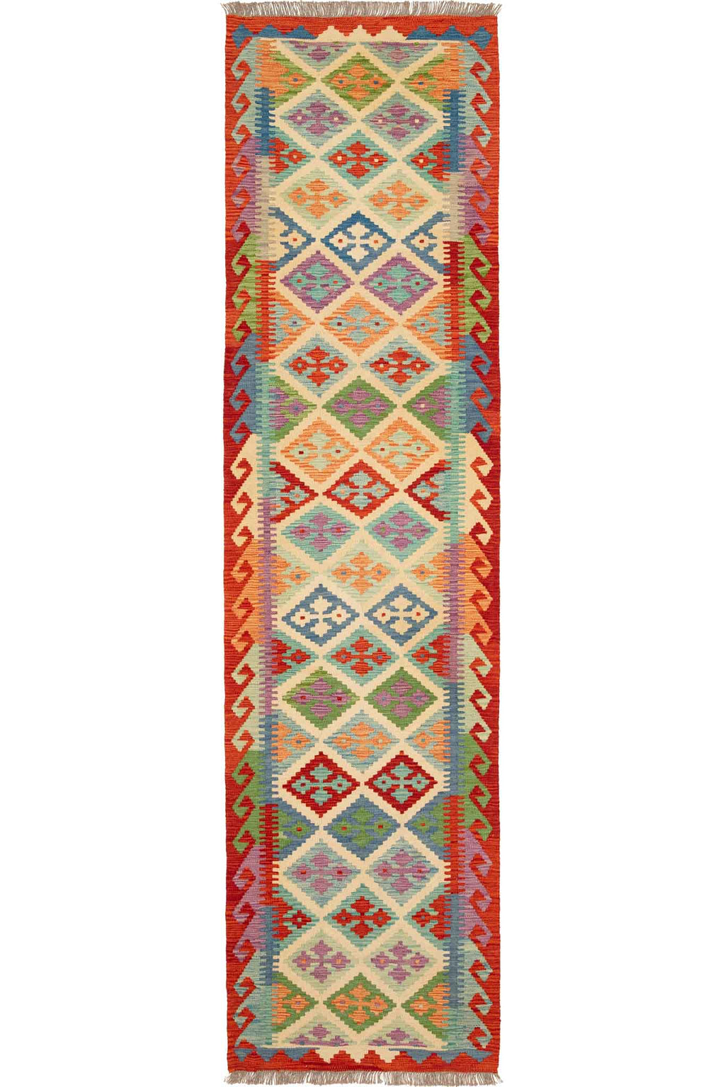 Afghanischer Kelim – 305 × 79 cm – handgewebt aus Schurwolle