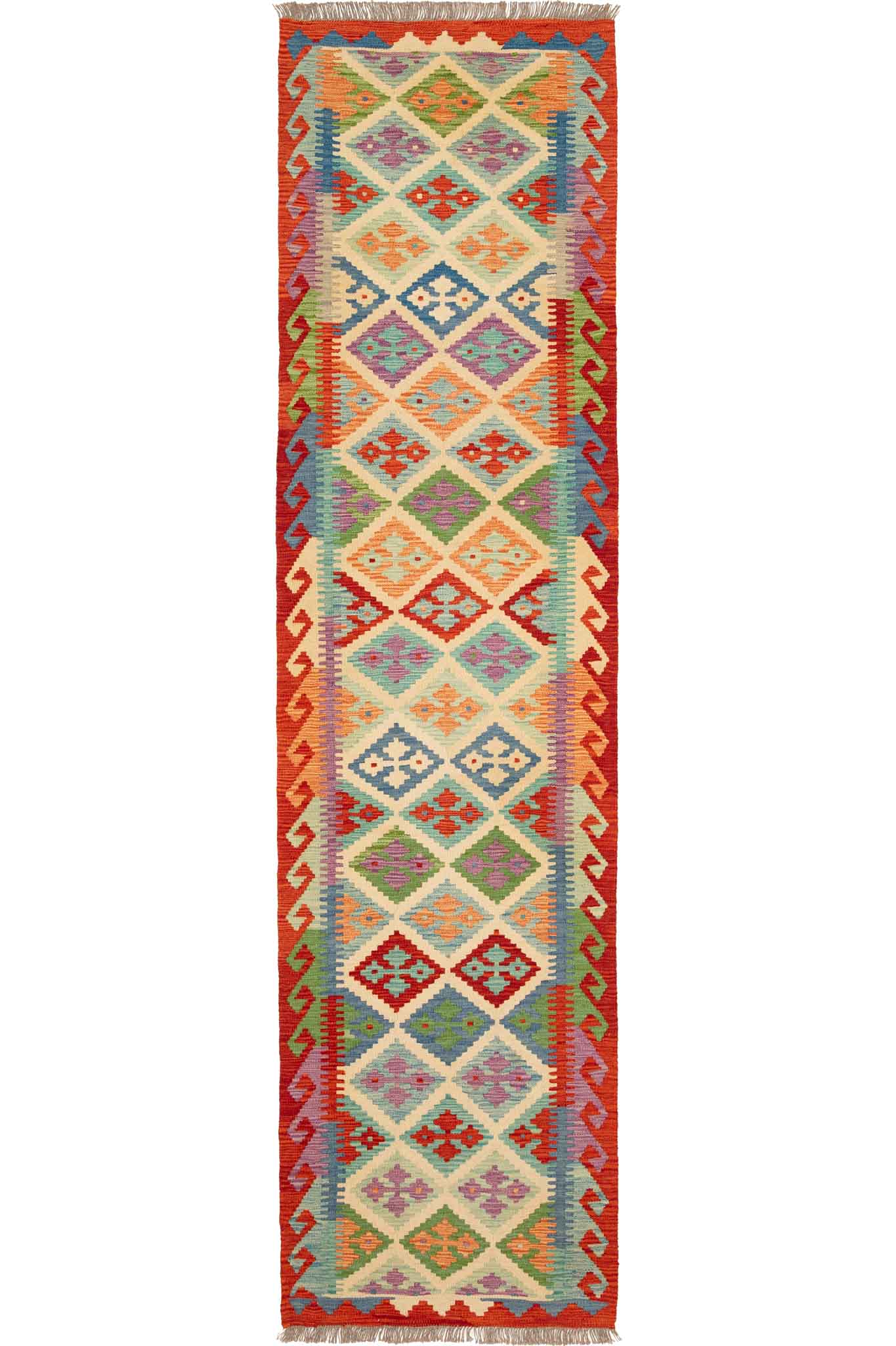 Afghanischer Kelim – 305 × 79 cm – handgewebt aus Schurwolle