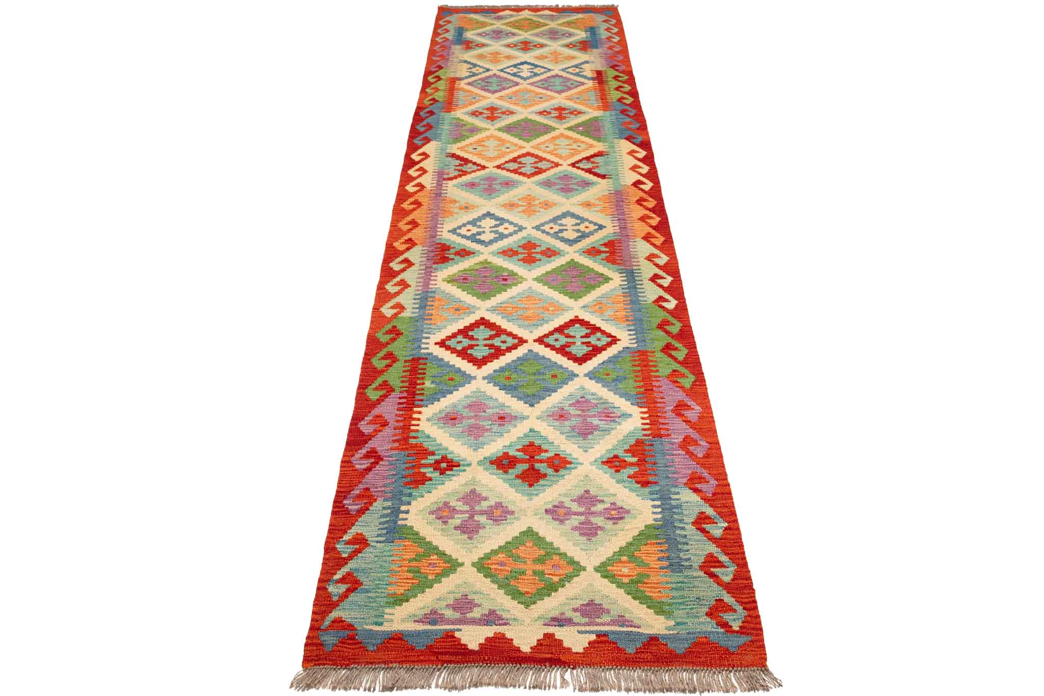 Afghanischer Kelim – 305 × 79 cm – handgewebt aus Schurwolle