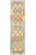 Handgewebter Kelim-Teppich aus Schurwolle, 81 × 289 cm