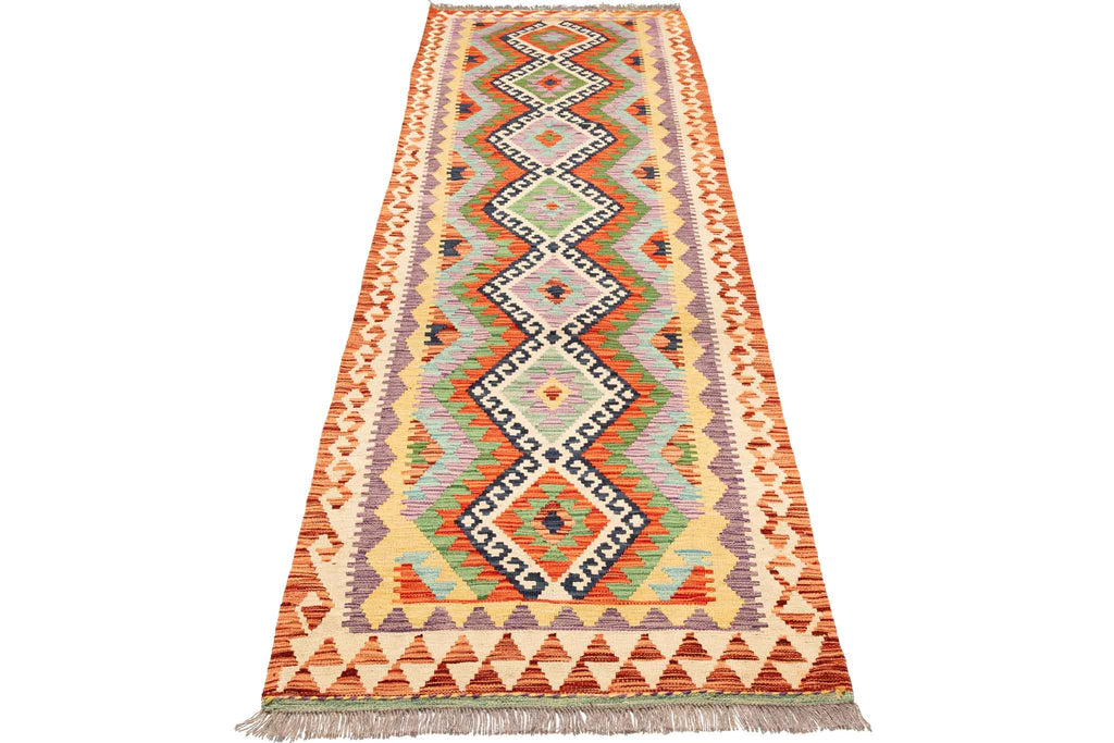Afghanischer Kelim – 296 × 90 cm – handgewebt aus Schurwolle