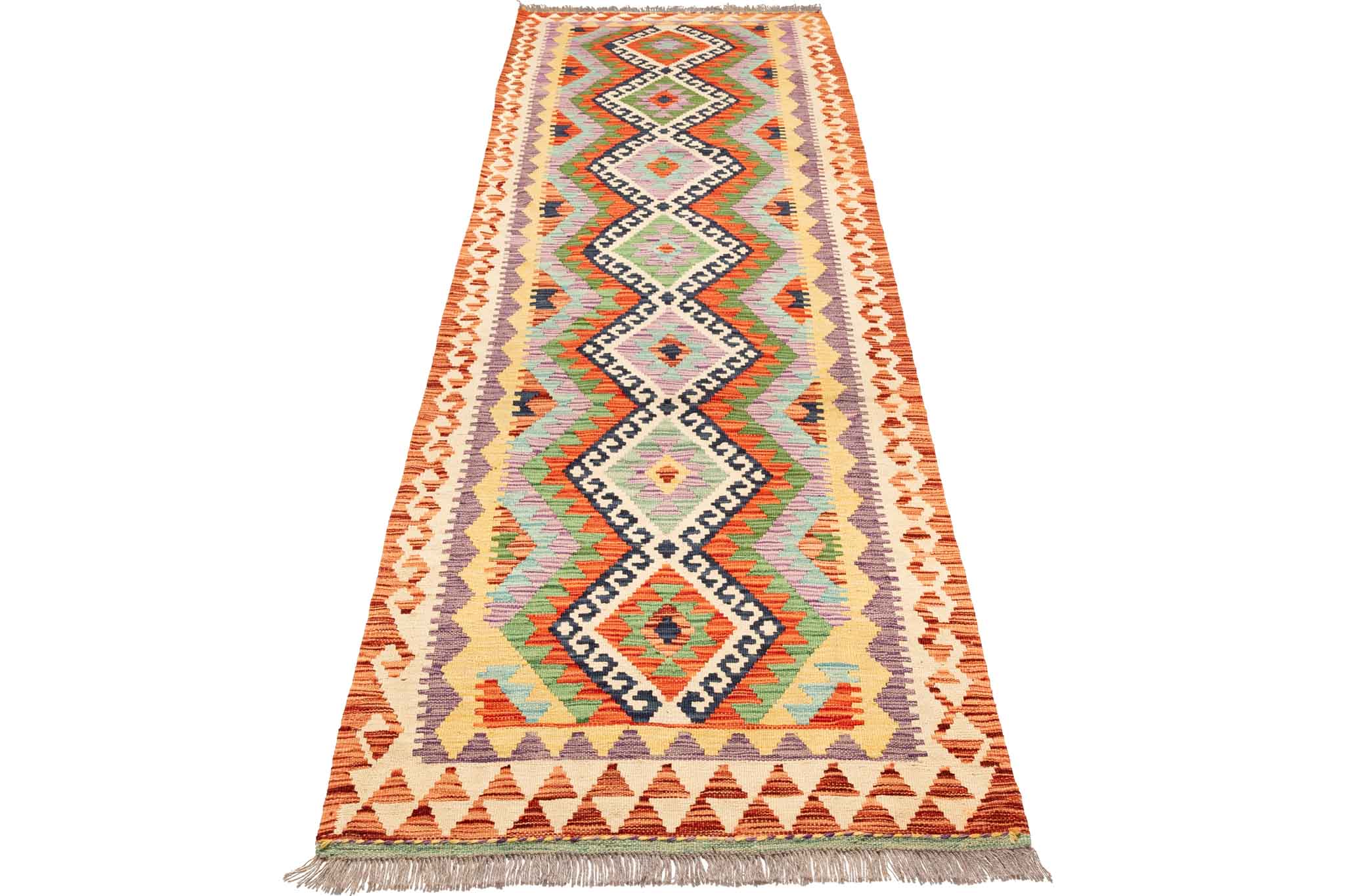 Afghanischer Kelim – 296 × 90 cm – handgewebt aus Schurwolle