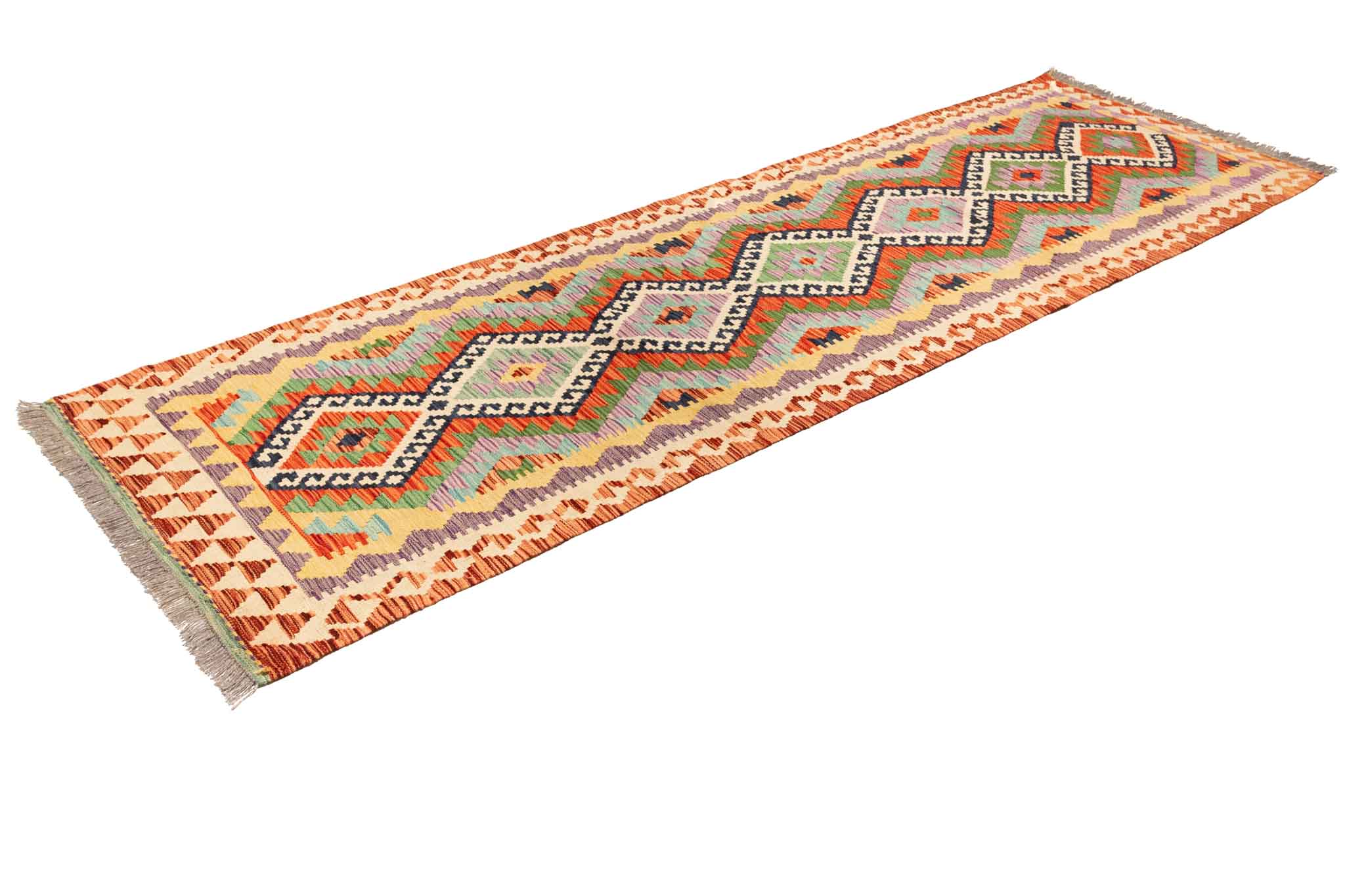 Afghanischer Kelim – 296 × 90 cm – handgewebt aus Schurwolle